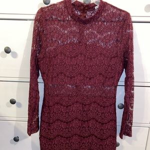 Lace burgundy dress